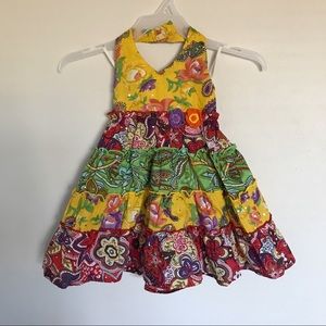 Blueberi Boulevard Tiered Halter Dress Size 18 mo Boho Floral Paisley Summer